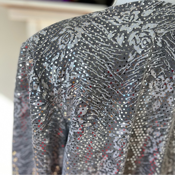 DRESSBARN | New Year’s Eve Plus Size Silver Sparkling Dress Jacket Sz 16 W - Picture 9 of 10